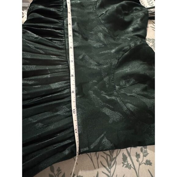 Lulus Dark Green Emerald Satin Jacquard Pleated Midi Dress Size XS Fall Coquette - Picture 12 of 13
